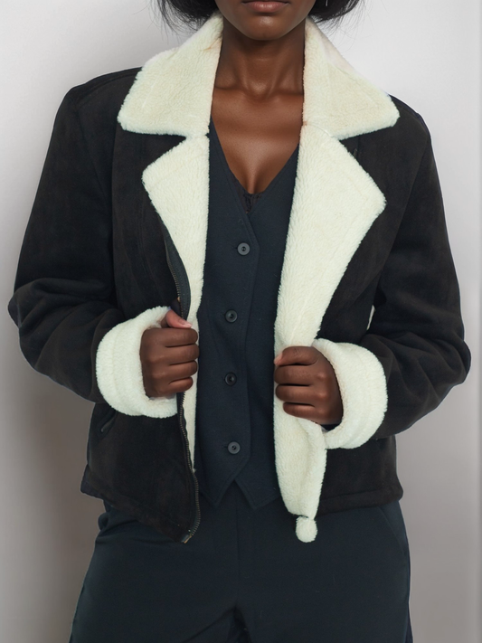 Recycelte Vegane Shearling Moto Jacke | 